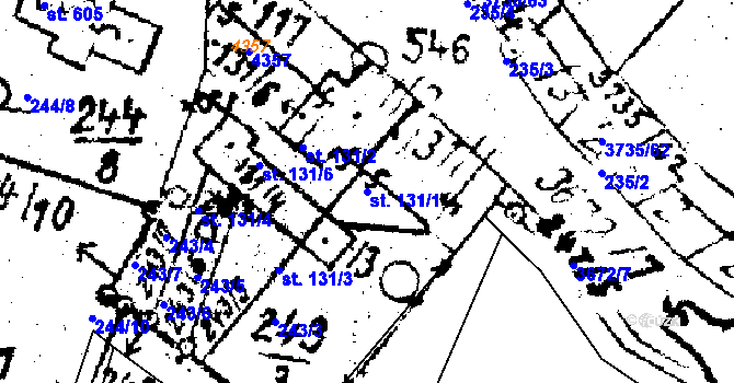 Parcela st. 131/1 v KÚ Němčice nad Hanou, Katastrální mapa
