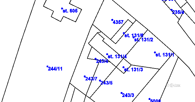 Parcela st. 131/4 v KÚ Němčice nad Hanou, Katastrální mapa