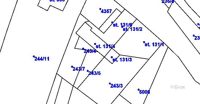 Parcela st. 131/5 v KÚ Němčice nad Hanou, Katastrální mapa