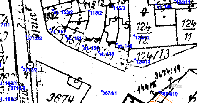 Parcela st. 149 v KÚ Němčice nad Hanou, Katastrální mapa
