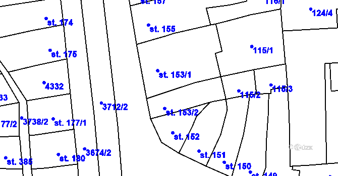 Parcela st. 153/2 v KÚ Němčice nad Hanou, Katastrální mapa