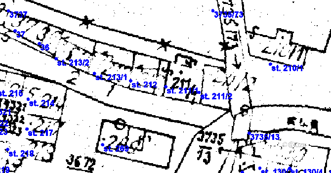Parcela st. 211/1 v KÚ Němčice nad Hanou, Katastrální mapa