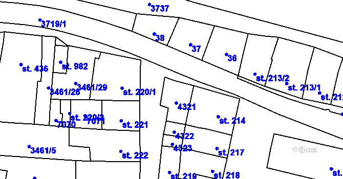 Parcela st. 215 v KÚ Němčice nad Hanou, Katastrální mapa
