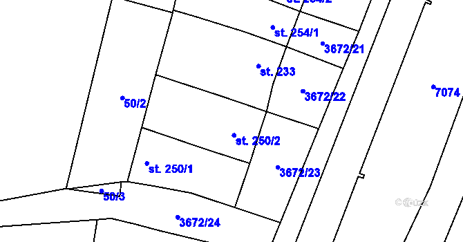Parcela st. 250/2 v KÚ Němčice nad Hanou, Katastrální mapa