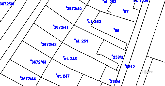Parcela st. 251 v KÚ Němčice nad Hanou, Katastrální mapa