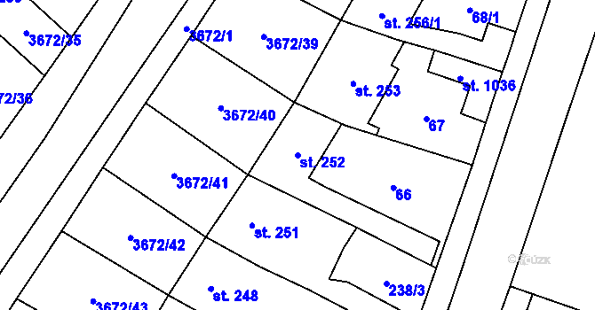 Parcela st. 252 v KÚ Němčice nad Hanou, Katastrální mapa