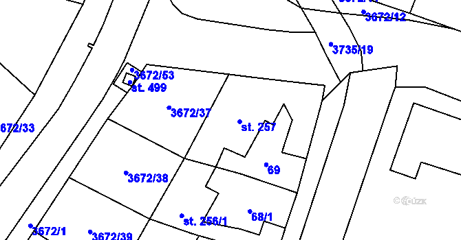 Parcela st. 257 v KÚ Němčice nad Hanou, Katastrální mapa