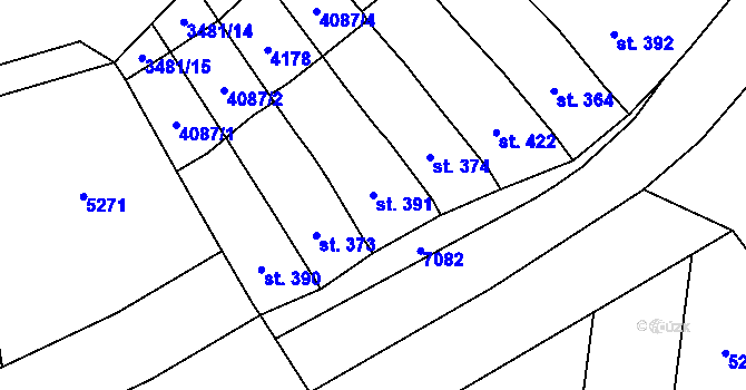 Parcela st. 391 v KÚ Němčice nad Hanou, Katastrální mapa