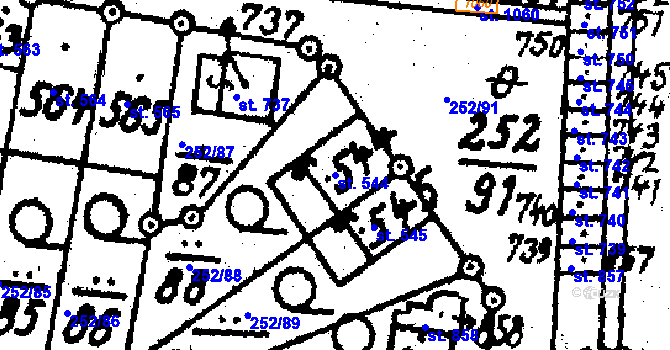 Parcela st. 544 v KÚ Němčice nad Hanou, Katastrální mapa