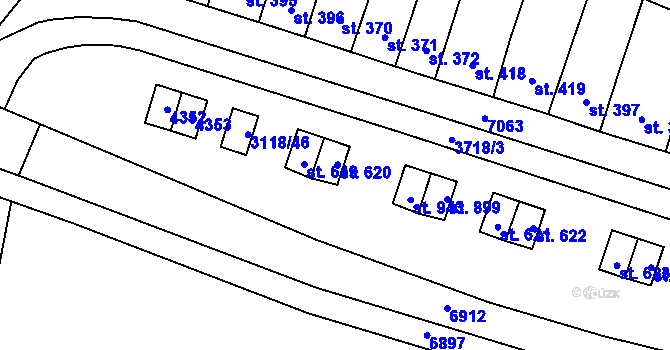 Parcela st. 620 v KÚ Němčice nad Hanou, Katastrální mapa