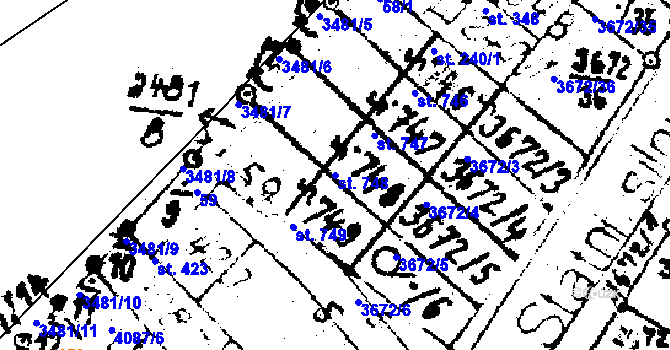 Parcela st. 748 v KÚ Němčice nad Hanou, Katastrální mapa