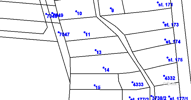 Parcela st. 13 v KÚ Němčice nad Hanou, Katastrální mapa