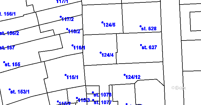 Parcela st. 124/4 v KÚ Němčice nad Hanou, Katastrální mapa