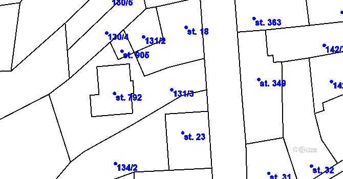 Parcela st. 131/3 v KÚ Němčice nad Hanou, Katastrální mapa