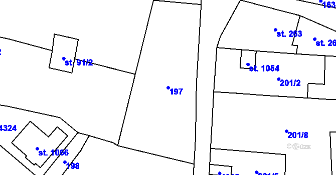 Parcela st. 197 v KÚ Němčice nad Hanou, Katastrální mapa