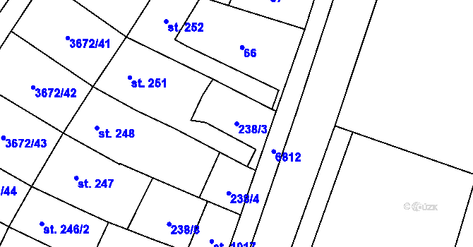 Parcela st. 238/3 v KÚ Němčice nad Hanou, Katastrální mapa