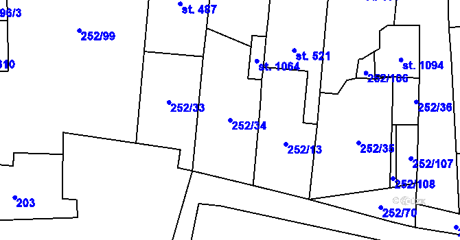 Parcela st. 252/34 v KÚ Němčice nad Hanou, Katastrální mapa