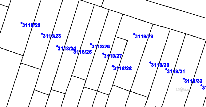 Parcela st. 3118/27 v KÚ Němčice nad Hanou, Katastrální mapa
