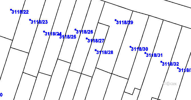 Parcela st. 3118/28 v KÚ Němčice nad Hanou, Katastrální mapa