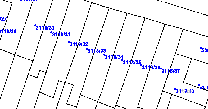 Parcela st. 3118/34 v KÚ Němčice nad Hanou, Katastrální mapa