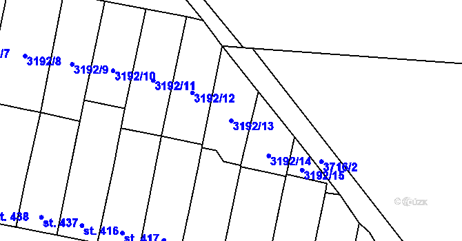 Parcela st. 3192/13 v KÚ Němčice nad Hanou, Katastrální mapa