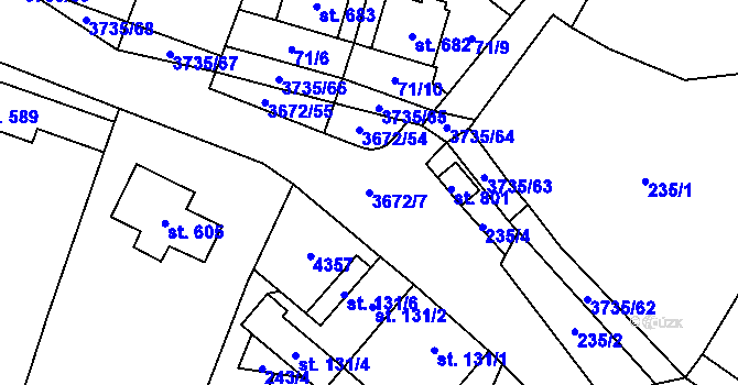 Parcela st. 3672/7 v KÚ Němčice nad Hanou, Katastrální mapa