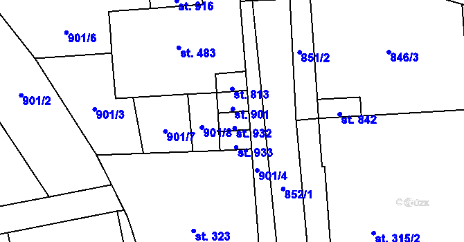 Parcela st. 932 v KÚ Němčice nad Hanou, Katastrální mapa