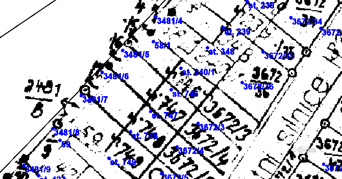 Parcela st. 746 v KÚ Němčice nad Hanou, Katastrální mapa