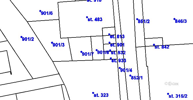 Parcela st. 901/8 v KÚ Němčice nad Hanou, Katastrální mapa