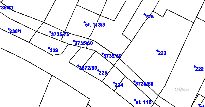 Parcela st. 3735/59 v KÚ Němčice nad Hanou, Katastrální mapa