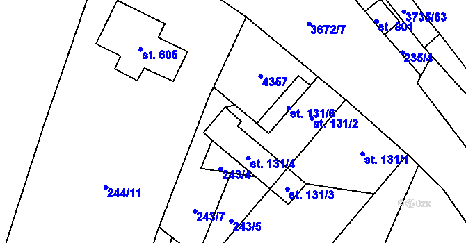 Parcela st. 131/8 v KÚ Němčice nad Hanou, Katastrální mapa
