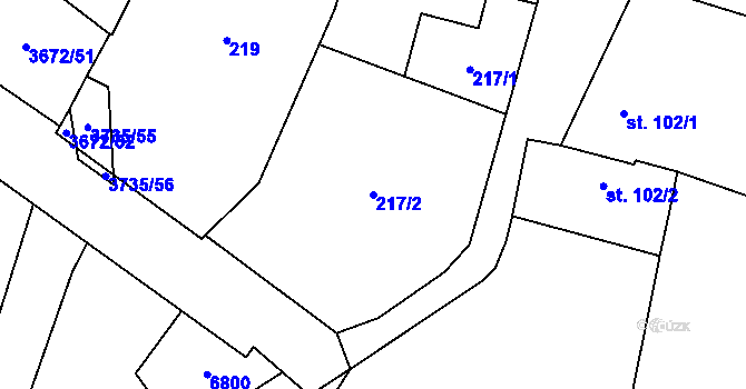 Parcela st. 217/2 v KÚ Němčice nad Hanou, Katastrální mapa