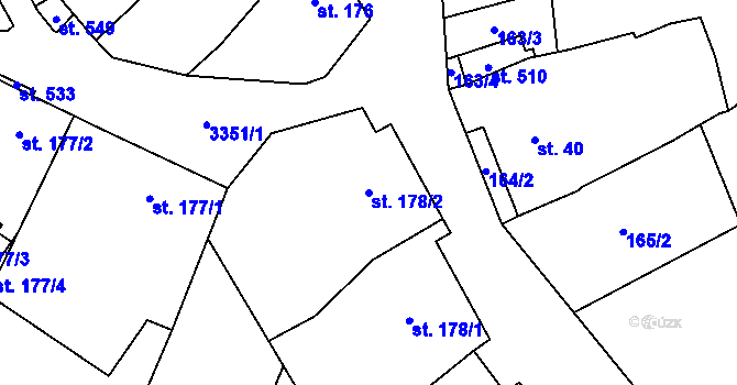 Parcela st. 178/2 v KÚ Němčičky u Hustopečí, Katastrální mapa