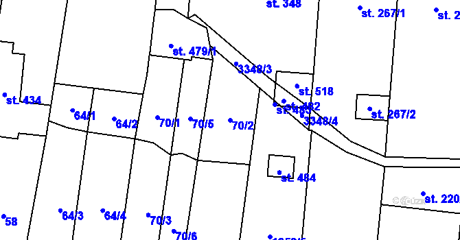Parcela st. 70/2 v KÚ Němčičky u Hustopečí, Katastrální mapa