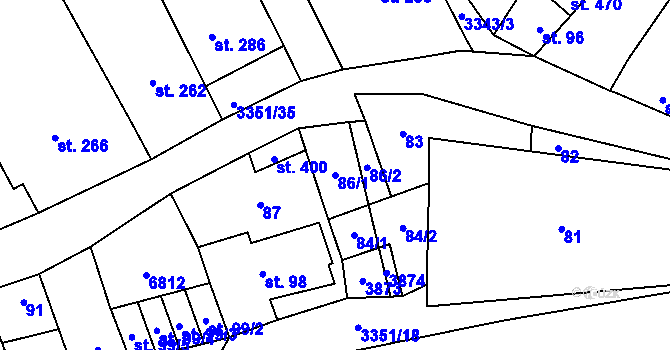 Parcela st. 86/1 v KÚ Němčičky u Hustopečí, Katastrální mapa