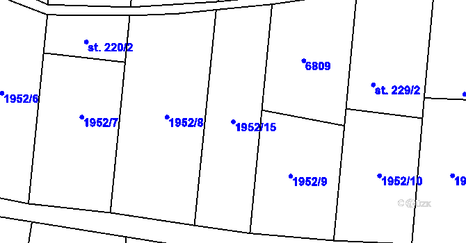 Parcela st. 1952/15 v KÚ Němčičky u Hustopečí, Katastrální mapa