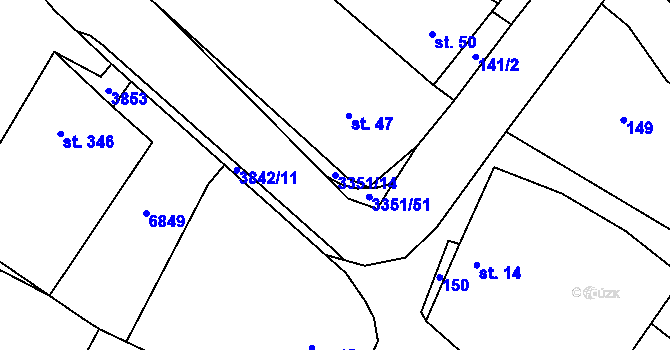 Parcela st. 3351/14 v KÚ Němčičky u Hustopečí, Katastrální mapa