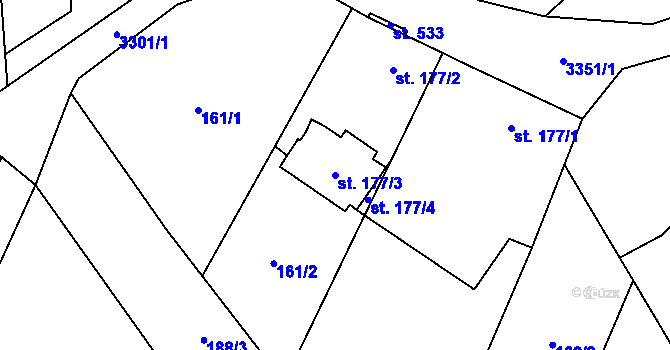 Parcela st. 177/3 v KÚ Němčičky u Hustopečí, Katastrální mapa