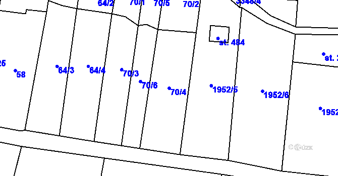 Parcela st. 70/4 v KÚ Němčičky u Hustopečí, Katastrální mapa