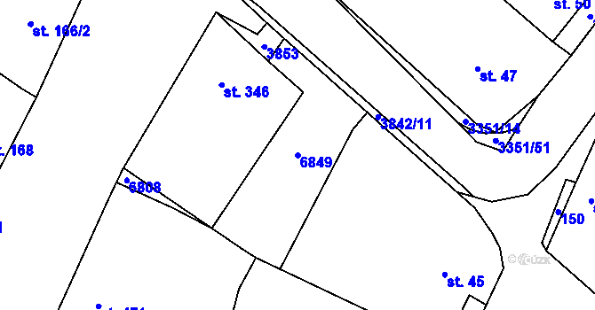 Parcela st. 6849 v KÚ Němčičky u Hustopečí, Katastrální mapa