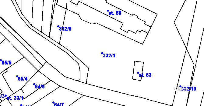 Parcela st. 332/1 v KÚ Němčičky nad Jevišovkou, Katastrální mapa