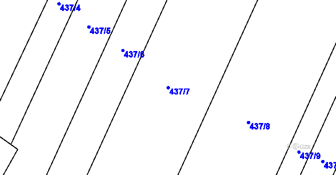 Parcela st. 437/7 v KÚ Němčičky nad Jevišovkou, Katastrální mapa