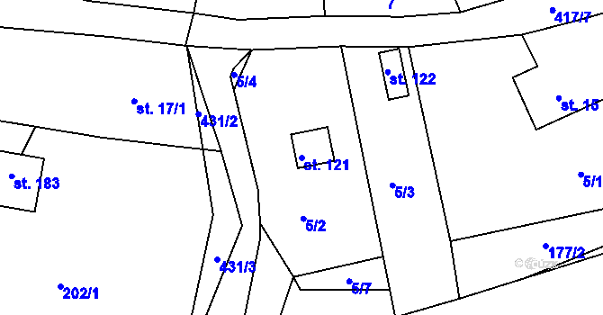 Parcela st. 121 v KÚ Němčovice, Katastrální mapa