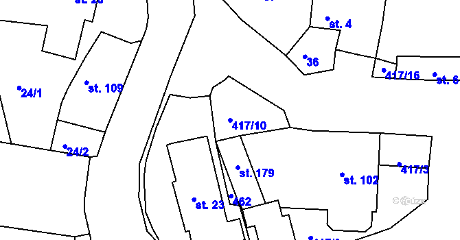 Parcela st. 417/10 v KÚ Němčovice, Katastrální mapa