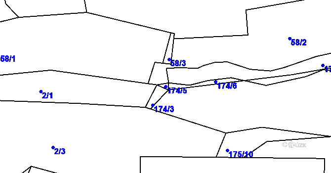 Parcela st. 174/5 v KÚ Němčovice, Katastrální mapa