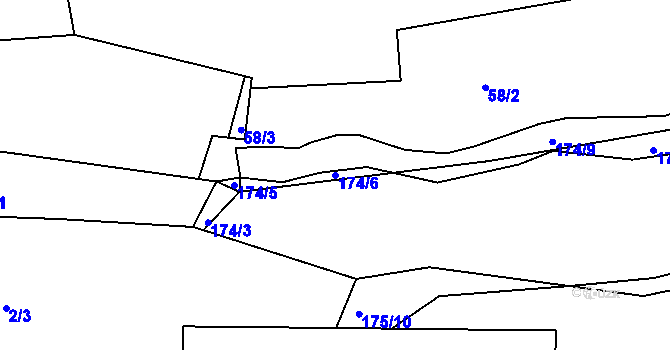 Parcela st. 174/6 v KÚ Němčovice, Katastrální mapa