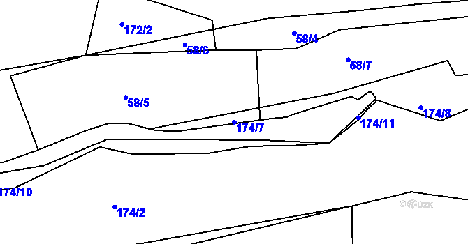 Parcela st. 174/7 v KÚ Němčovice, Katastrální mapa