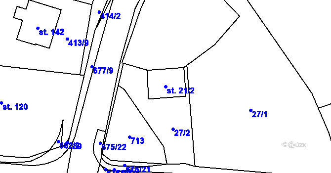 Parcela st. 21/2 v KÚ Němetice, Katastrální mapa