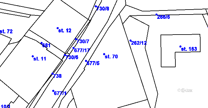 Parcela st. 70 v KÚ Němetice, Katastrální mapa