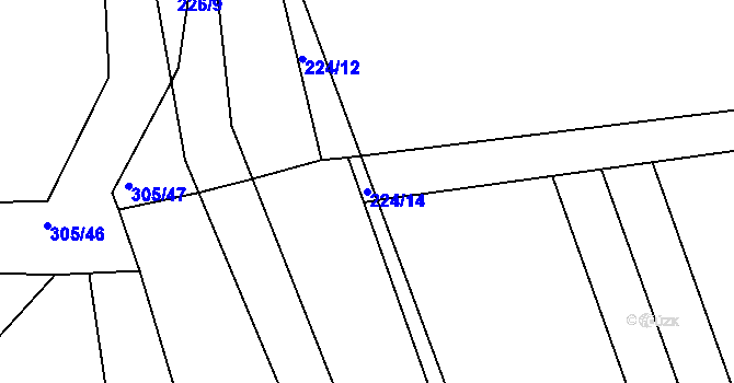 Parcela st. 224/14 v KÚ Němetice, Katastrální mapa